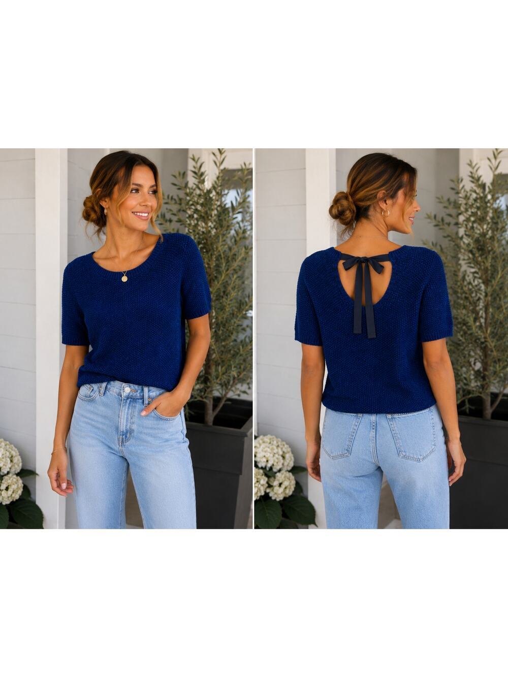 GAP Bright Cobalt Textured Knit Sweater Top – Size Medium - 100% Cotton